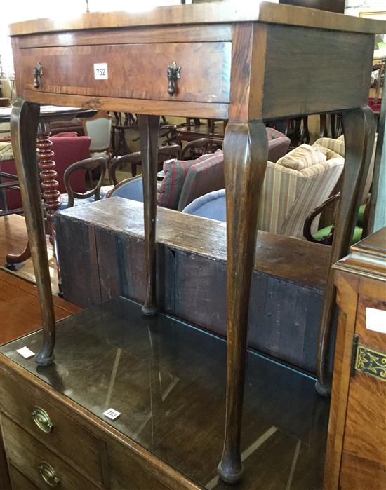 Small walnut bow fronted side table